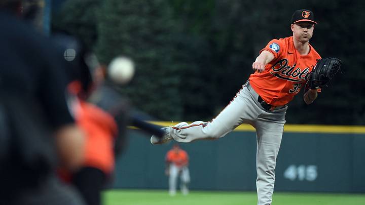Sep 1, 2026; Denver, Colorado, USA; Baltimore Orioles pitcher Kyle Bradish (38) pitches in the first inning against the Colorado Rockies at Coors Field. Mandatory Credit: Christopher Hanewinckel-Imagn Images Sep 1, 2026; Denver, Colorado, USA; Baltimore Orioles pitcher Kyle Bradish (38) pitches in the first inning against the Colorado Rockies at Coors Field. Mandatory Credit: Christopher Hanewinckel-Imagn Images