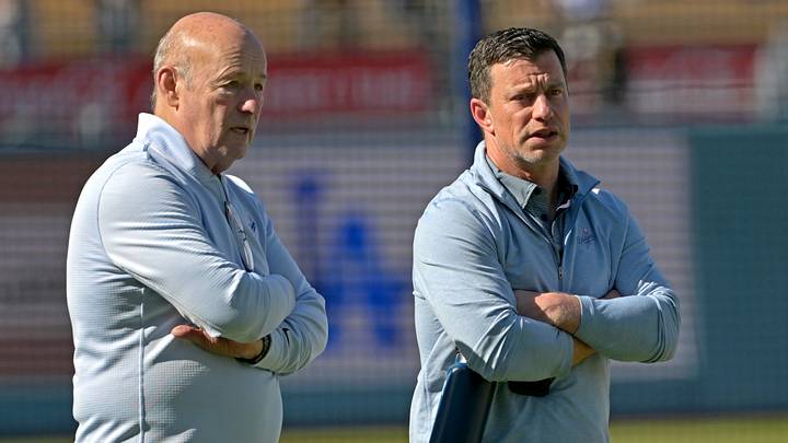 Apr 28, 2026; Los Angeles, California, USA; Los Angeles Dodgers President and CEO Stan Kasten talks with Andrew Friedman, President of Baseball Operations, prior to the game against the Miami Marlins at Dodger Stadium. Mandatory Credit: Jayne Kamin-Oncea-Imagn Images Apr 28, 2026; Los Angeles, California, USA; Los Angeles Dodgers President and CEO Stan Kasten talks with Andrew Friedman, President of Baseball Operations, prior to the game against the Miami Marlins at Dodger Stadium. Mandatory Credit: Jayne Kamin-Oncea-Imagn Images