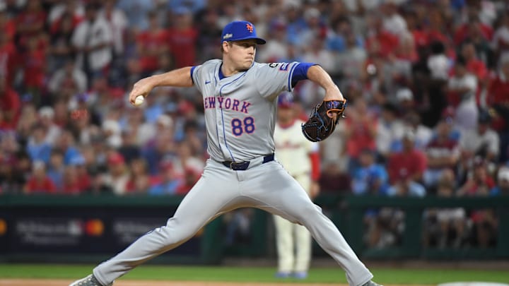 Oct 5, 2024; Philadelphia, PA, USA; New York Mets pitcher Phil Maton (88) throws a pitch against the Philadelphia Phillies in game one of the NLDS for the 2024 MLB Playoffs at Citizens Bank Park. Mandatory Credit: Eric Hartline-Imagn Images Oct 5, 2024; Philadelphia, PA, USA; New York Mets pitcher Phil Maton (88) throws a pitch against the Philadelphia Phillies in game one of the NLDS for the 2024 MLB Playoffs at Citizens Bank Park. Mandatory Credit: Eric Hartline-Imagn Images