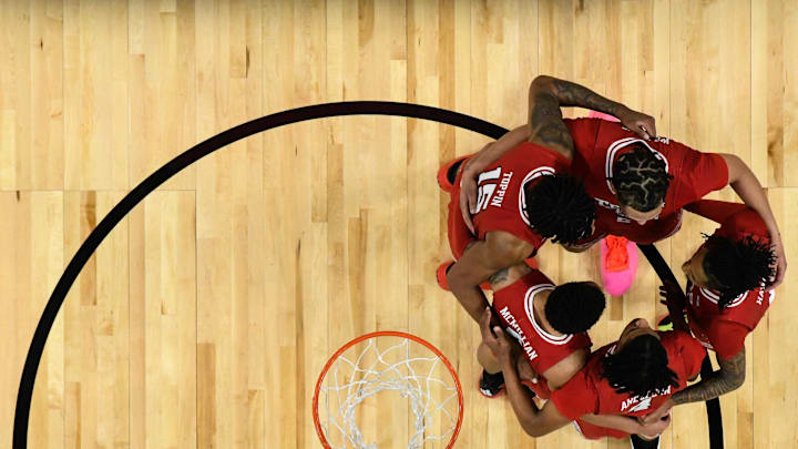 The Texas Tech Red Raiders huddle against the Florida Gators in the second half during the West Regional final of the 2025 NCAA tournament at Chase Center. Mandatory Credit: Eakin Howard-Imagn Images The Texas Tech Red Raiders huddle against the Florida Gators in the second half during the West Regional final of the 2025 NCAA tournament at Chase Center. Mandatory Credit: Eakin Howard-Imagn Images