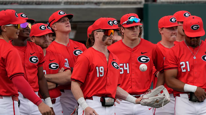 Georgia gets ready to take the field during a NCAA baseball game against Kentucky on March 14, 2025.