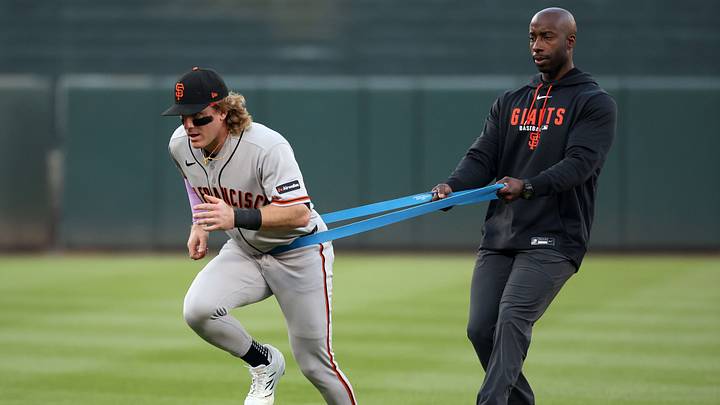 Baltimore, Maryland, USA; San Francisco Giants left fielder Harrison Bader (9) warms up before a game against the Baltimore Orioles at Oriole Park at Camden Yards. Mandatory Credit: Daniel Kucin Jr.-Imagn Images Baltimore, Maryland, USA; San Francisco Giants left fielder Harrison Bader (9) warms up before a game against the Baltimore Orioles at Oriole Park at Camden Yards. Mandatory Credit: Daniel Kucin Jr.-Imagn Images