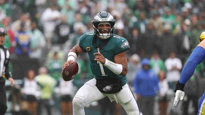 Oct 4, 2026; Philadelphia, Pennsylvania, USA; Philadelphia Eagles quarterback Jalen Hurts (1) in action against the Los Angeles Rams at Lincoln Financial Field. Mandatory Oct 4, 2026; Philadelphia, Pennsylvania, USA; Philadelphia Eagles quarterback Jalen Hurts (1) in action against the Los Angeles Rams at Lincoln Financial Field. Mandatory
