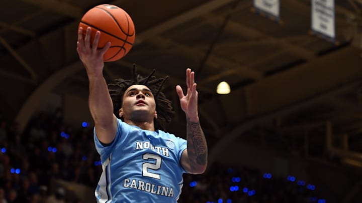 Mar 9, 2024; Durham, North Carolina, USA; North Carolina Tar Heels guard Elliot Cadeau (2).