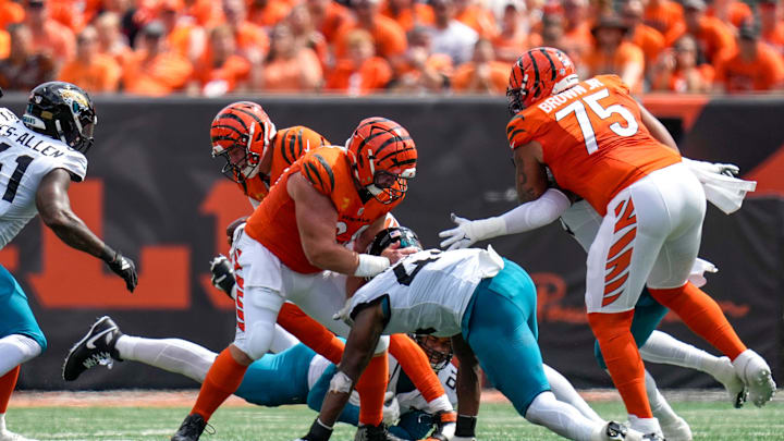 Cincinnati Bengals quarterback Joe Burrow (9) is injured on a play in the second quarter of the NFL Week 2 game between the Cincinnati Bengals and the Jacksonville Jaguars at Paycor Stadium in downtown Cincinnati on Sunday, Sept. 14, 2025. The Jaguars led 17-10 at halftime. Cincinnati Bengals quarterback Joe Burrow (9) is injured on a play in the second quarter of the NFL Week 2 game between the Cincinnati Bengals and the Jacksonville Jaguars at Paycor Stadium in downtown Cincinnati on Sunday, Sept. 14, 2025. The Jaguars led 17-10 at halftime.