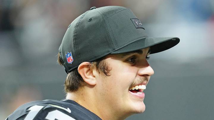 Jan 4, 2026; Paradise, Nevada, USA; Las Vegas Raiders quarterback Aidan O'Connell (12) walks off the field after the Raiders defeated the Kansas City Chiefs 14-12 at Allegiant Stadium. Mandatory Credit: Stephen R. Sylvanie-Imagn Images Jan 4, 2026; Paradise, Nevada, USA; Las Vegas Raiders quarterback Aidan O'Connell (12) walks off the field after the Raiders defeated the Kansas City Chiefs 14-12 at Allegiant Stadium. Mandatory Credit: Stephen R. Sylvanie-Imagn Images