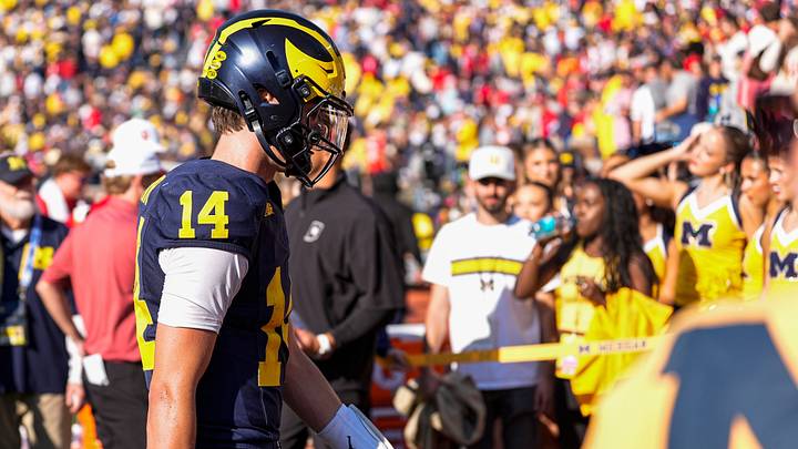 Michigan quarterback Tommy Carr (14) walks up the tunnel after 13-6 loss to Indiana in overtime at Michigan Stadium in Ann Arbor on Saturday, Oct. 24, 2026. Michigan quarterback Tommy Carr (14) walks up the tunnel after 13-6 loss to Indiana in overtime at Michigan Stadium in Ann Arbor on Saturday, Oct. 24, 2026.