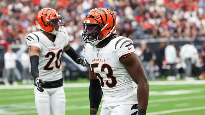 Sep 20, 2026; Houston, Texas, USA; Cincinnati Bengals defensive end Boye Mafe (53) reacts to his defensive play against the Houston Texans at Reliant Stadium. Mandatory Credit: Thomas Shea-Imagn Images Sep 20, 2026; Houston, Texas, USA; Cincinnati Bengals defensive end Boye Mafe (53) reacts to his defensive play against the Houston Texans at Reliant Stadium. Mandatory Credit: Thomas Shea-Imagn Images