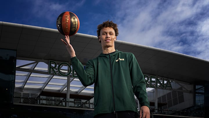 Dyson Daniels making an appearance at the Australia Boomers Media Opportunity
