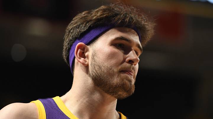 LSU Tigers forward Will Baker (9) against the Vanderbilt Commodores at Memorial Gymnasium on March 2, 2024.