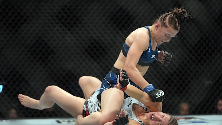 Erin Blanchfield pins Miranda Maverick and lands a hit during Erin Blanchfield pins Miranda Maverick and lands a hit during