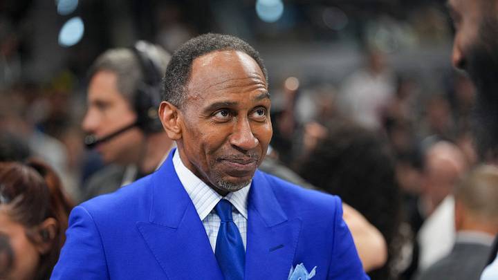 Jun 5, 2026; San Antonio, Texas, USA; Stephen A. Smith looks on before the game between the San Antonio Spurs and the New York Knicks in game two of the 2026 NBA Finals at Frost Bank Center. Jun 5, 2026; San Antonio, Texas, USA; Stephen A. Smith looks on before the game between the San Antonio Spurs and the New York Knicks in game two of the 2026 NBA Finals at Frost Bank Center.