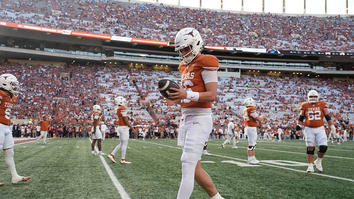 Oct 24, 2026; Austin, Texas, USA; Texas Longhorns quarterback Arch Manning warms up before the game against the Mississippi Rebels at Darrell K Royal-Texas Memorial Stadium. Scott Wachter-Imagn Images Oct 24, 2026; Austin, Texas, USA; Texas Longhorns quarterback Arch Manning warms up before the game against the Mississippi Rebels at Darrell K Royal-Texas Memorial Stadium. Scott Wachter-Imagn Images