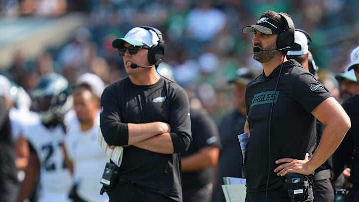 Nick Sirianni (R), Kellen Moore (L), Philadelphia Eagles