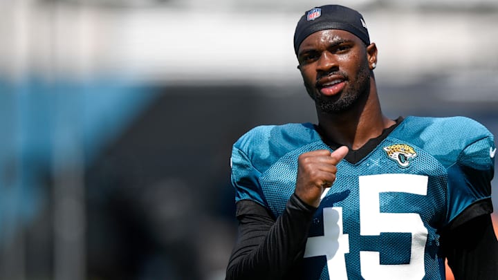 Aug 17, 2020; Jacksonville, Florida, USA; Jacksonville Jaguars linebacker K'Lavon Chaisson (45).