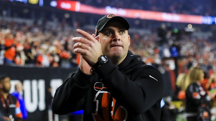 Dec 28, 2024; Cincinnati, Ohio, USA; Cincinnati Bengals head coach Zac Taylor acknowledges fans after the victory over the Denver Broncos at Paycor Stadium. Mandatory Credit: Katie Stratman-Imagn Images