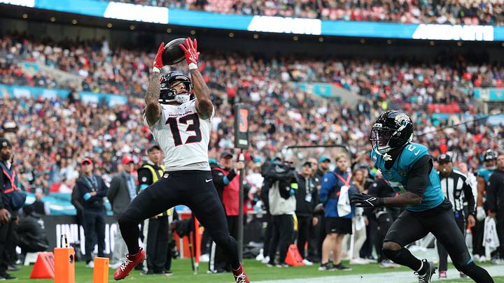 Football - NFL - Houston Texans v Jacksonville Jaguars - Wembley Stadium, London, Britain - October 18, 2026 Houston Texans' Jaylin Noel catches a pass from C.J. Stroud to score their third touchdown Action Images via Reuters/Paul Childs