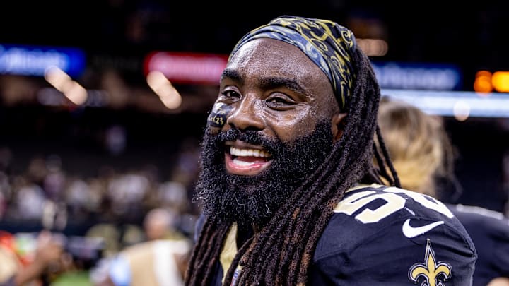 Nov 17, 2024; New Orleans, Louisiana, USA; New Orleans Saints linebacker Demario Davis (56) reacts after the game against the Cleveland Browns at Caesars Superdome. Mandatory Credit: Stephen Lew-Imagn Images Nov 17, 2024; New Orleans, Louisiana, USA; New Orleans Saints linebacker Demario Davis (56) reacts after the game against the Cleveland Browns at Caesars Superdome. Mandatory Credit: Stephen Lew-Imagn Images