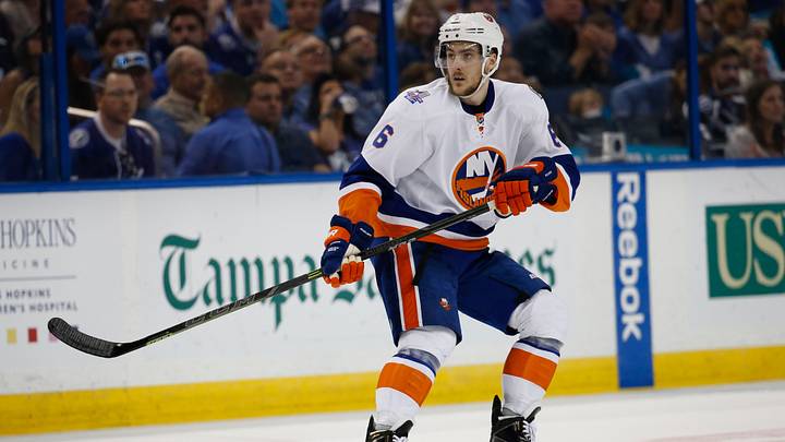 May 8, 2016; Tampa, FL, USA; New York Islanders defenseman Ryan Pulock (6) skates against the Tampa Bay Lightning during the second period in game five of the second round of the 2016 Stanley Cup Playoffs at Amalie Arena. Mandatory Credit: Kim Klement-USA TODAY Sports