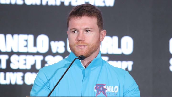 Canelo Alvarez during a September 27, 2023 press conference.