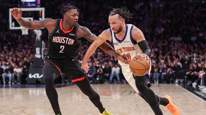 Feb 21, 2026; New York, New York, USA; New York Knicks guard Jalen Brunson (11) drives past Houston Rockets forward Dorian Finney-Smith (2) in the third quarter at Madison Square Garden. Mandatory Credit: Wendell Cruz-Imagn Images Feb 21, 2026; New York, New York, USA; New York Knicks guard Jalen Brunson (11) drives past Houston Rockets forward Dorian Finney-Smith (2) in the third quarter at Madison Square Garden. Mandatory Credit: Wendell Cruz-Imagn Images