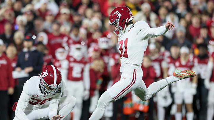 Dec 19, 2025; Norman, OK, USA; Alabama Crimson Tide punter Blake Doud (38) and kicker Conor Talty (31) in action in the first half against the Oklahoma Sooners at Gaylord Family OK Memorial Stadium. Mandatory Credit: Nelson Chenault-Imagn Images Dec 19, 2025; Norman, OK, USA; Alabama Crimson Tide punter Blake Doud (38) and kicker Conor Talty (31) in action in the first half against the Oklahoma Sooners at Gaylord Family OK Memorial Stadium. Mandatory Credit: Nelson Chenault-Imagn Images