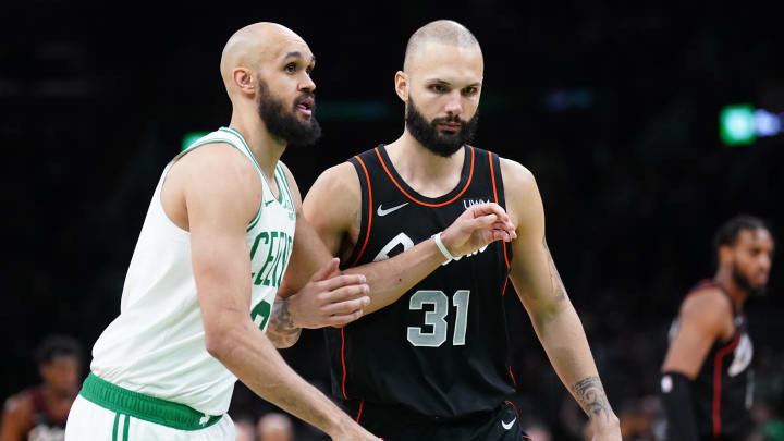 Mar 18, 2024; Boston, Massachusetts, USA; Boston Celtics guard Derrick White (9) and Detroit Pistons guard Evan Fournier (31) on the floor in the second half at TD Garden. Mandatory Credit: David Butler II-USA TODAY Sports Mar 18, 2024; Boston, Massachusetts, USA; Boston Celtics guard Derrick White (9) and Detroit Pistons guard Evan Fournier (31) on the floor in the second half at TD Garden. Mandatory Credit: David Butler II-USA TODAY Sports