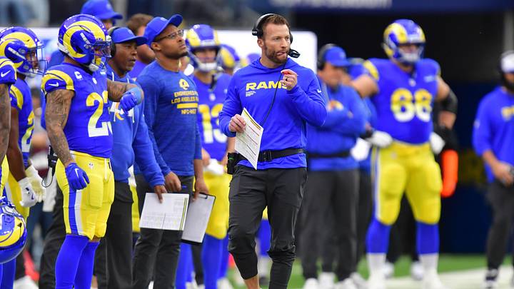 Jan 4, 2026; Inglewood, California, USA; Los Angeles Rams head coach Sean McVay walks on the sidelines against the Arizona Cardinals during the first half at SoFi Stadium. Mandatory Credit: Gary A. Vasquez-Imagn Images Jan 4, 2026; Inglewood, California, USA; Los Angeles Rams head coach Sean McVay walks on the sidelines against the Arizona Cardinals during the first half at SoFi Stadium. Mandatory Credit: Gary A. Vasquez-Imagn Images