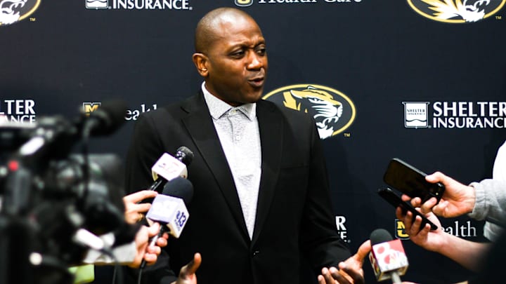 Missouri head men's basketball coach Dennis Gates responds to a question during a press conference on April 26, 2024 inside Stephens Indoor Facility in Columbia, Mo.