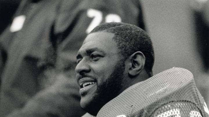 Jan 04, 1987; East Rutherford, NJ, USA; FILE PHOTO; New York Giants defensive end Leonard Marshall (70) on the bench against the San Francisco 49ers during the NFC divisional playoff at Giants stadium. The Giants beat the 49ers 49-3.  
