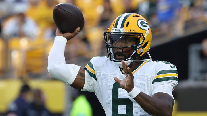 Aug 13, 2026; Pittsburgh, Pennsylvania, USA;  Green Bay Packers quarterback Tyrod Taylor (6) passes against the Pittsburgh Steelers during the second quarter at Acrisure Stadium. Mandatory Credit: Charles LeClaire-Imagn Images