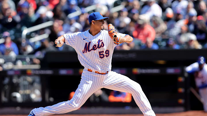 Apr 9, 2023; New York City, New York, USA; New York Mets starting pitcher Carlos Carrasco (59)