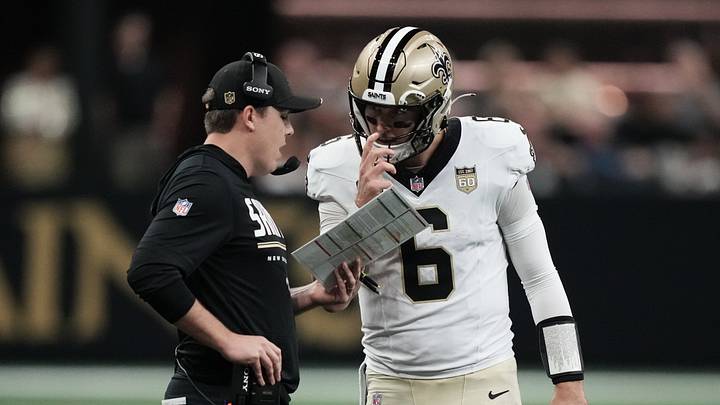 Oct 5, 2026; New Orleans, Louisiana, USA; New Orleans Saints quarterback Tyler Shough (6) talks with head coach Kellen Moore during the second half against the Atlanta Falcons at Caesars Superdome. Mandatory Credit: Matthew Hinton-Imagn Images Oct 5, 2026; New Orleans, Louisiana, USA; New Orleans Saints quarterback Tyler Shough (6) talks with head coach Kellen Moore during the second half against the Atlanta Falcons at Caesars Superdome. Mandatory Credit: Matthew Hinton-Imagn Images