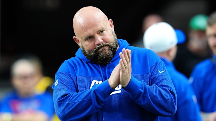 Nov 5, 2023; Paradise, Nevada, USA; New York Giants head coach Brian Daboll takes the field before