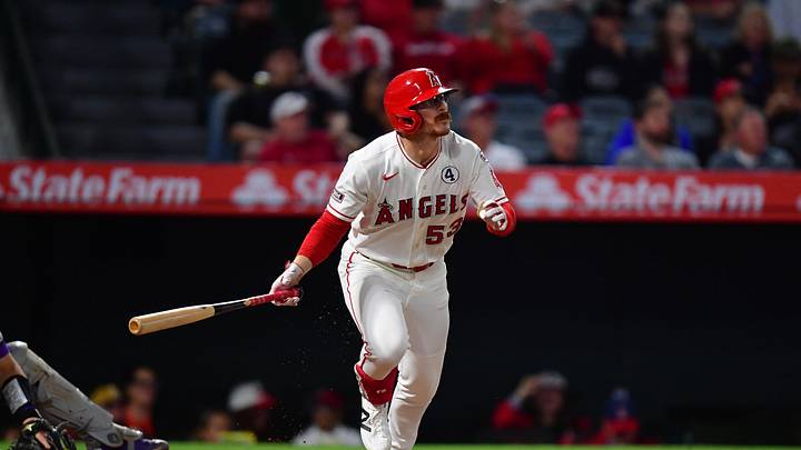 Jun 2, 2026; Anaheim, California, USA; Los Angeles Angels left fielder Wade Meckler (53) hits a two run RBI double against the Colorado Rockies during the fifth inning at Angel Stadium. Mandatory Credit: Gary A. Vasquez-Imagn Images Jun 2, 2026; Anaheim, California, USA; Los Angeles Angels left fielder Wade Meckler (53) hits a two run RBI double against the Colorado Rockies during the fifth inning at Angel Stadium. Mandatory Credit: Gary A. Vasquez-Imagn Images