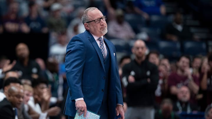 Texas A&M Head Coach Buzz Williams reacts to his team losing their lead against Texas 