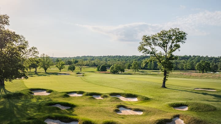 The par-5 7th hole, called "Great Hazard," at Philadelphia Cricket Club's Wissahickon golf course. 