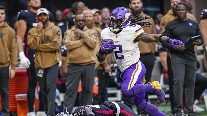 Nov 5, 2023; Atlanta, Georgia, USA; Minnesota Vikings running back Alexander Mattison (2)