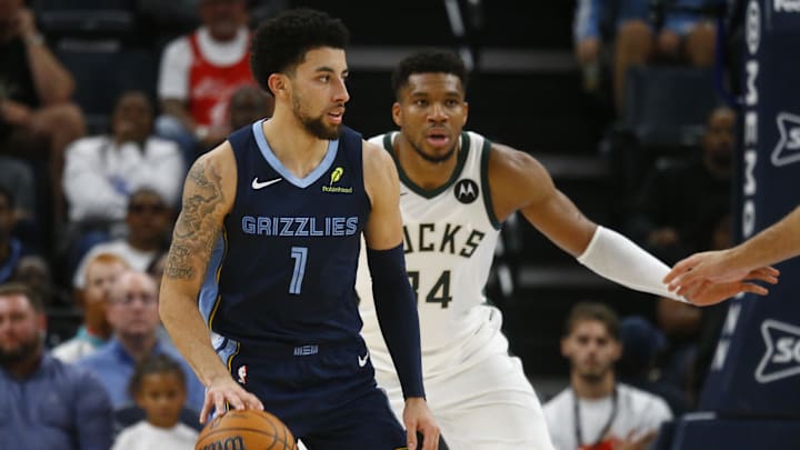  Memphis Grizzlies guard Scotty Pippen Jr. (1) dribbles during the first half against the Milwaukee Bucks at FedExForum. Mandatory Credit: Petre Thomas-Imagn Images