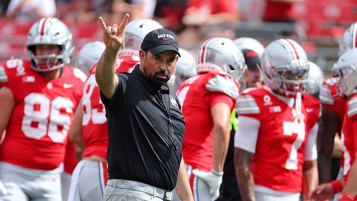 Sep 5, 2026; Columbus, Ohio, USA;  Ohio State Buckeyes head coach Ryan Day on the field before the game against the Ball State Cardinals at Ohio Stadium.  Mandatory Credit: Joseph Maiorana-Imagn Images