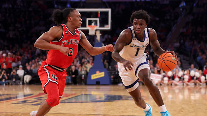 Mar 14, 2024; New York City, NY, USA; St. John's transfer portal target Kadary Richmond (1) drives to the