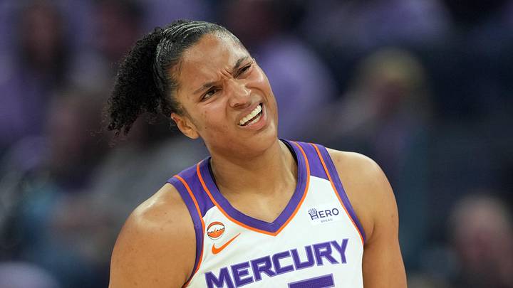 May 10, 2026; San Francisco, California, USA; Phoenix Mercury forward Alyssa Thomas (25) during the first quarter against the Golden State Valkyries at Chase Center. Mandatory Credit: Darren Yamashita-Imagn Images