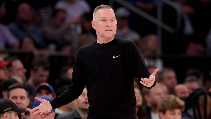Jan 29, 2025; New York, New York, USA; Denver Nuggets head coach Michael Malone coaches against the New York Knicks during the first quarter at Madison Square Garden. Mandatory Credit: Brad Penner-Imagn Images