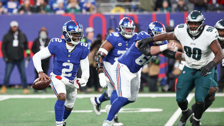 Jan 7, 2024; East Rutherford, New Jersey, USA; New York Giants quarterback Tyrod Taylor (2)