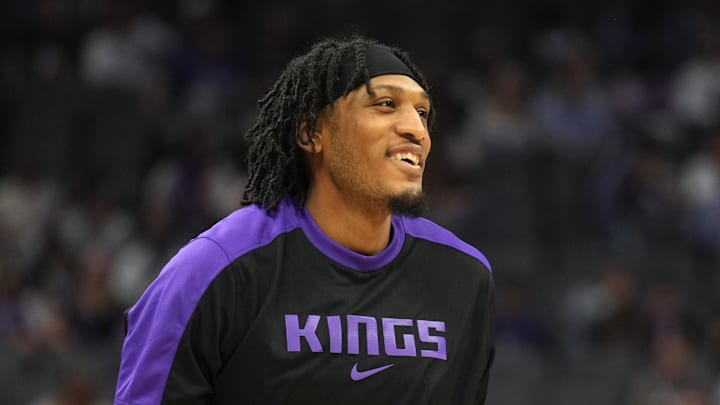 Apr 11, 2025; Sacramento, California, USA; Sacramento Kings center Isaac Jones (3) before the game against the Los Angeles Clippers at Golden 1 Center. Mandatory Credit: Darren Yamashita-Imagn Images Apr 11, 2025; Sacramento, California, USA; Sacramento Kings center Isaac Jones (3) before the game against the Los Angeles Clippers at Golden 1 Center. Mandatory Credit: Darren Yamashita-Imagn Images