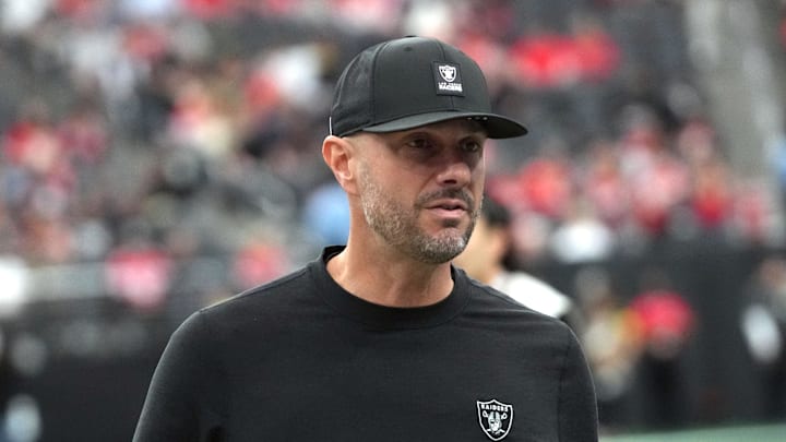 Jan 4, 2026; Paradise, Nevada, USA; Las Vegas Raiders general manager John Spytek reacts during the game against the Kansas City Chiefs at Allegiant Stadium. Mandatory Credit: Kirby Lee-Imagn Images Jan 4, 2026; Paradise, Nevada, USA; Las Vegas Raiders general manager John Spytek reacts during the game against the Kansas City Chiefs at Allegiant Stadium. Mandatory Credit: Kirby Lee-Imagn Images
