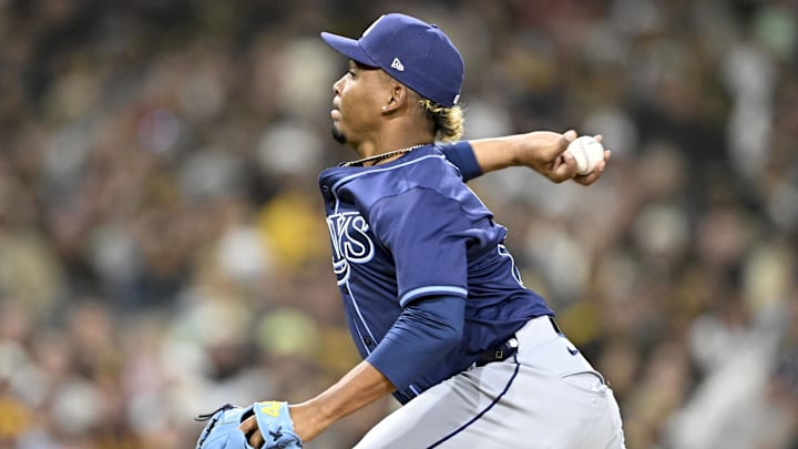Tampa Bay Rays relief pitcher Edwin Uceta (63) gave up three runs Thursday against the Philadelphia Phillies.