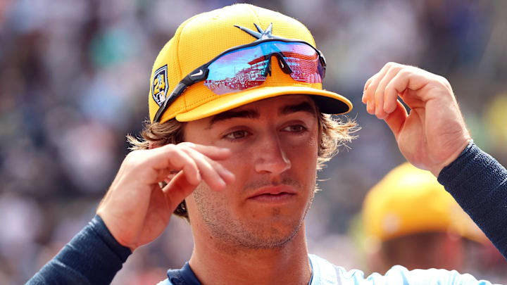 Tampa Bay Rays infielder Carson Williams (80) looks on before the game against the New York Yankees at George M. Steinbrenner Field in Tampa, Fla., on March 6. Tampa Bay Rays infielder Carson Williams (80) looks on before the game against the New York Yankees at George M. Steinbrenner Field in Tampa, Fla., on March 6.