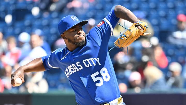 Apr 8, 2026; Cleveland, Ohio, USA; Kansas City Royals pitcher Luinder Avila (58) throws a pitch during the first inning against the Cleveland Guardians at Progressive Field. Mandatory Credit: Ken Blaze-Imagn Images Apr 8, 2026; Cleveland, Ohio, USA; Kansas City Royals pitcher Luinder Avila (58) throws a pitch during the first inning against the Cleveland Guardians at Progressive Field. Mandatory Credit: Ken Blaze-Imagn Images