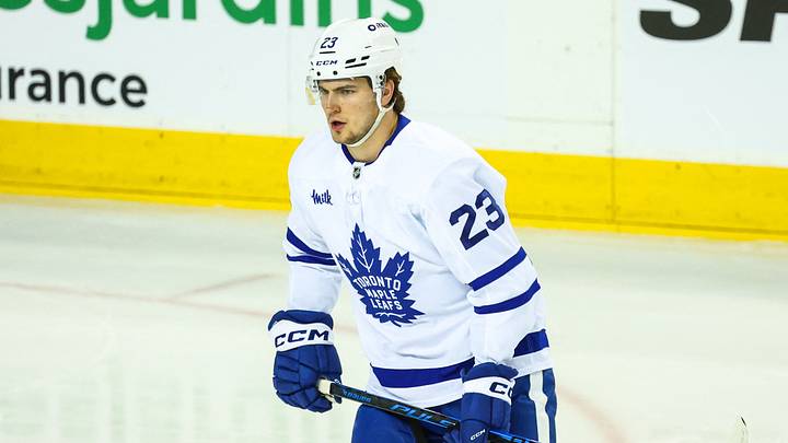 Feb 2, 2026; Calgary, Alberta, CAN; Toronto Maple Leafs left wing Matthew Knies (23) skates during the warmup period against the Calgary Flames at Scotiabank Saddledome. Mandatory Credit: Sergei Belski-Imagn Images Feb 2, 2026; Calgary, Alberta, CAN; Toronto Maple Leafs left wing Matthew Knies (23) skates during the warmup period against the Calgary Flames at Scotiabank Saddledome. Mandatory Credit: Sergei Belski-Imagn Images